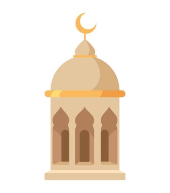 mosque tower with crescent moon icon