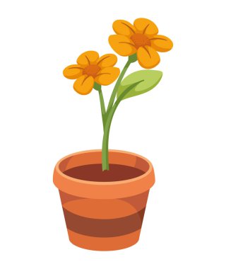 yellow spring flowers in pot icon