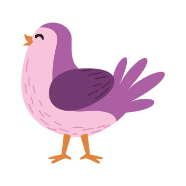 purple little bird animal icon