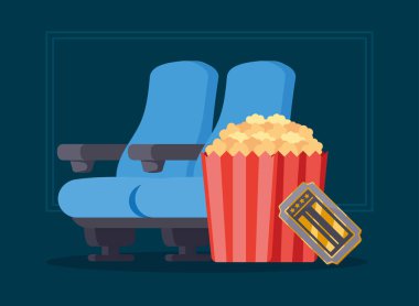cinema chair with pop corn icons