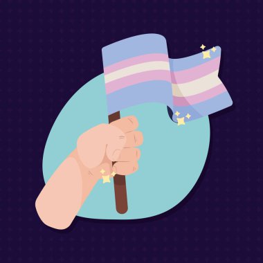 hand waving transgender flag icon