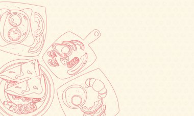 breakfast menu food line style icons