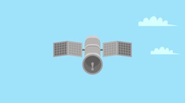 Uydu yörüngesindeki uzay teknolojisi animasyonu, 4k video animasyonu