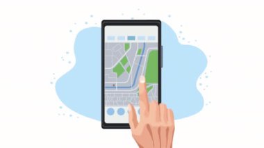 GPS servis uygulamalı akıllı telefon animasyonu, 4k video animasyonu