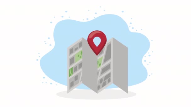 Pin Pointer Location Paper Street Map Video Animated — Vídeos de Stock