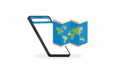 GPS servis uygulamalı akıllı telefon animasyonu, 4k video animasyonu