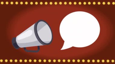 Konuşma baloncuklu yönetmen film megafonu, 4k video animasyonu