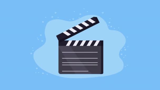 Κινηματογράφος Ταινία Clapper Πίνακα Animation Βίντεο Κινούμενα — Αρχείο Βίντεο