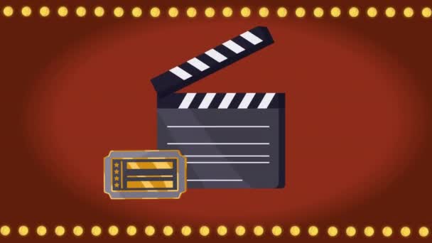 Film Kino Tleskání Deska Animace Video Animované — Stock video