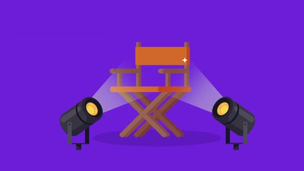 Director Film Wooden Chair Animation Video Animated — Stockvideo