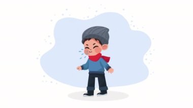 Küçük çocuk hasta karakter animasyonu, 4k video animasyonu