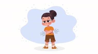 Küçük kız hasta karakter animasyonu, 4k video animasyonu