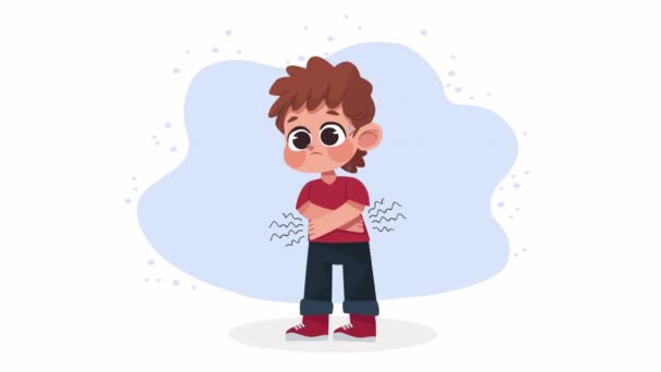 Little Boy Sick Character Animation Video Animated — 图库视频影像