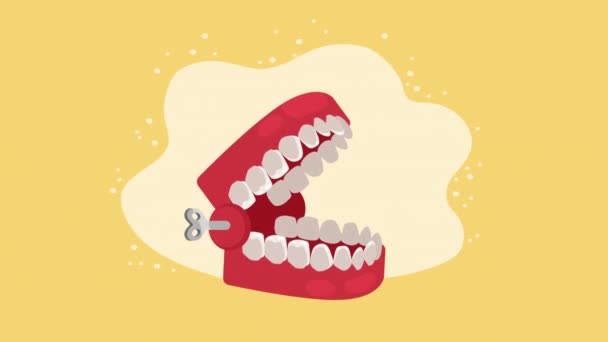 Комическая Анимация Игрушками Шаловливыми Зубными Протезами Видео — стоковое видео