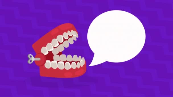 Комическая Анимация Игрушками Шаловливыми Зубными Протезами Видео — стоковое видео