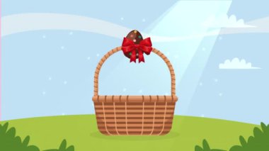 Sepette boyanmış bahar yumurtaları, 4k video animasyonu