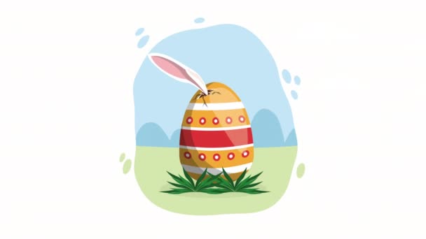 Spring Egg Painted Rabbit Ear Video Animated — Video