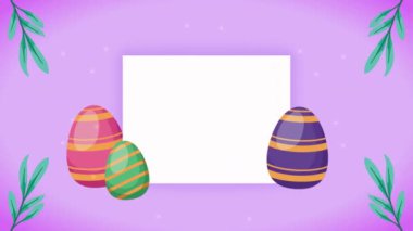 square frame with eggs painted ,4k video animated