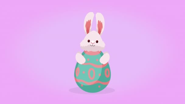 Spring Egg Painted Rabbit Video Animated — Vídeos de Stock