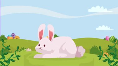 Tavşanlı paskalya yumurtası, 4k video animasyonu