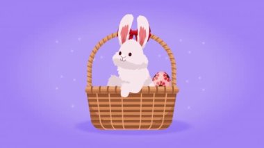 Sepette tavşanla boyanmış yumurta, 4K video animasyonu.