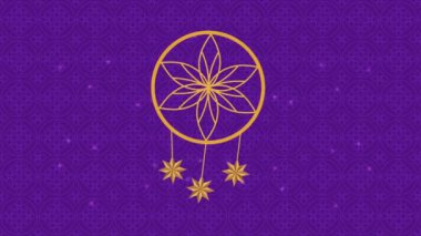 Altın yıldız ve mandala dekorasyonu, 4k video animasyonu
