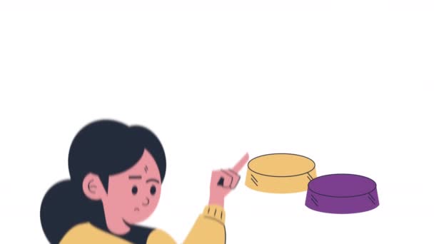Woman Choosing Two Buttons Character Video Animated — 图库视频影像
