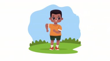 Küçük afro çocuk karakter animasyonu, 4k video animasyonu