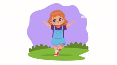 little blond girl character animation ,4k video animated