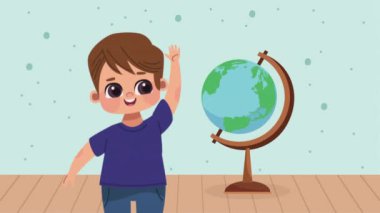 little student boy character animation ,4k video animated
