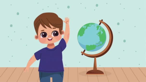 Little Student Boy Character Animation Video Animated — Αρχείο Βίντεο