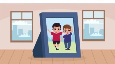 Film animasyonundaki küçük çocuklar, 4k video animasyonu.