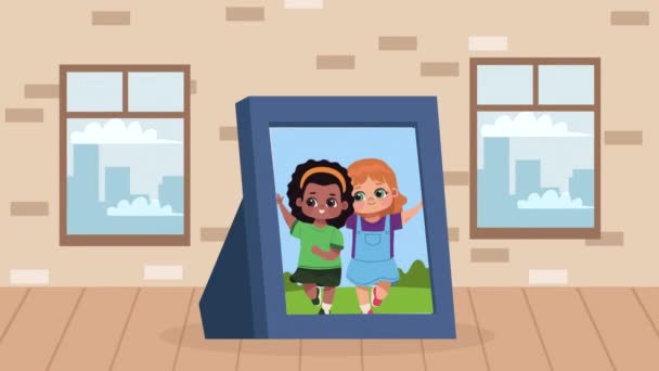 Little Girls Picture Animation Video Animated — Vídeo de stock