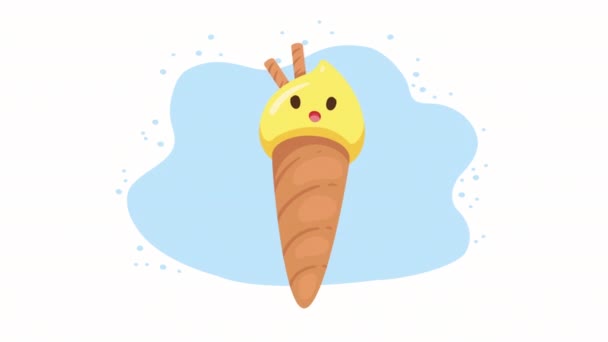 Ice Cream Kawaii Character Animation Video Animated — Stok Video