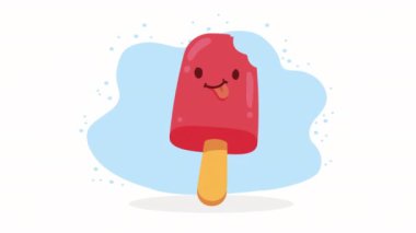 çubuk kawaii karakterli dondurma, 4k video animasyonu