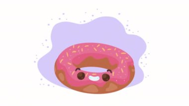 sweet donut kawaii character animation ,4k video animated