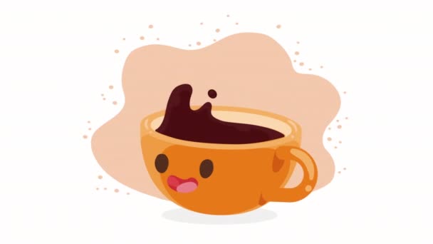Coffee Cup Kawaii Character Animation Video Animated — Stock video