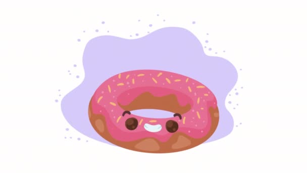 Sweet Donut Kawaii Character Animation Video Animated — Stok Video