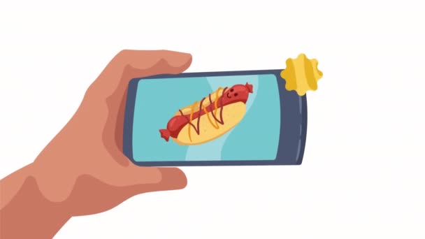 Akıllı Telefondan Hot Dog Kawaii Video Animasyonu — Stok video