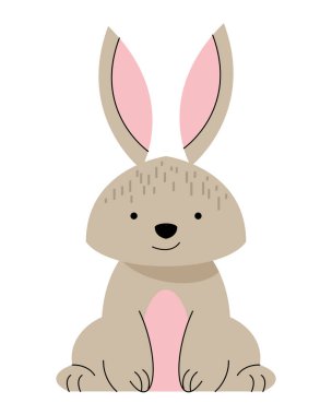 cute beige rabbit seated character