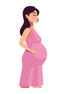 woman nine months pregnant cute character