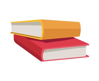 two text books library isolated icon