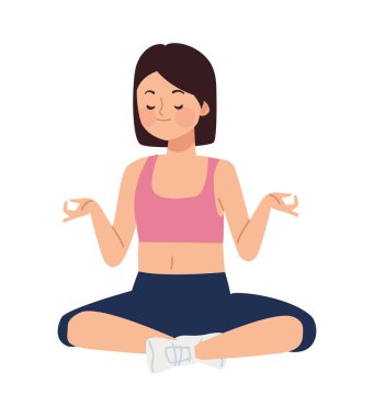 female athlete practicing yoga character