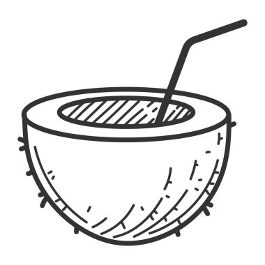 fresh coconut cocktail doodle style