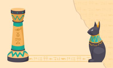 egyptian bastet and columns icons