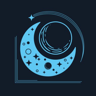 blue crescent moon surreal artistic style