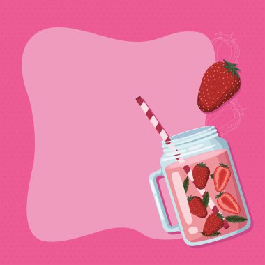 jar with strawberry refresh juice