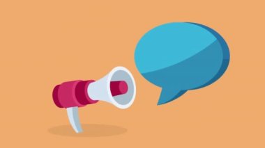 megaphone device audio with speech bubble ,4k video animated