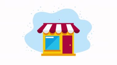 store building facade commerce animation ,4k video animated