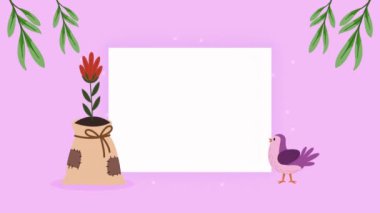 flower in sack and bird ,4k video animated